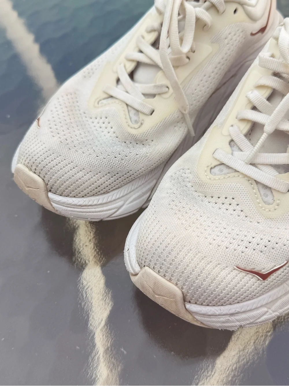 Hoka Women's Running Shoes in Light Ivory with Taupe Accents
